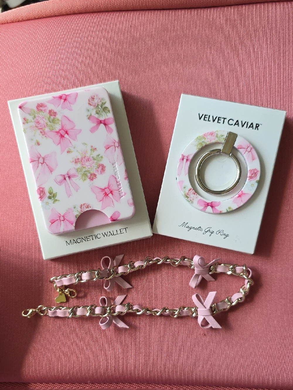 Velvet Caviar Pink Floral Bow Phone Case Set 4pc